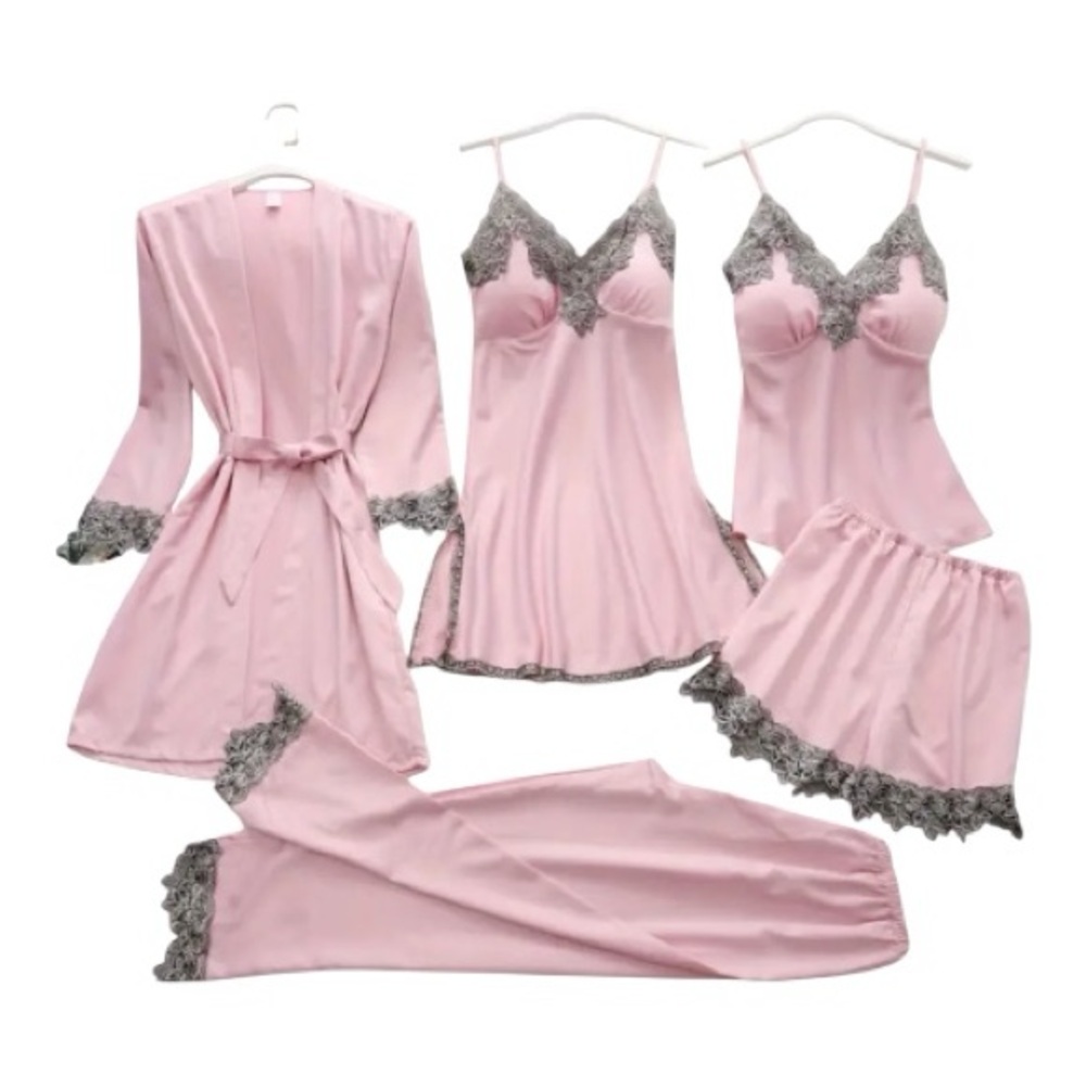 Pink Lace Trim Sleepwear Set SZ M NWOT